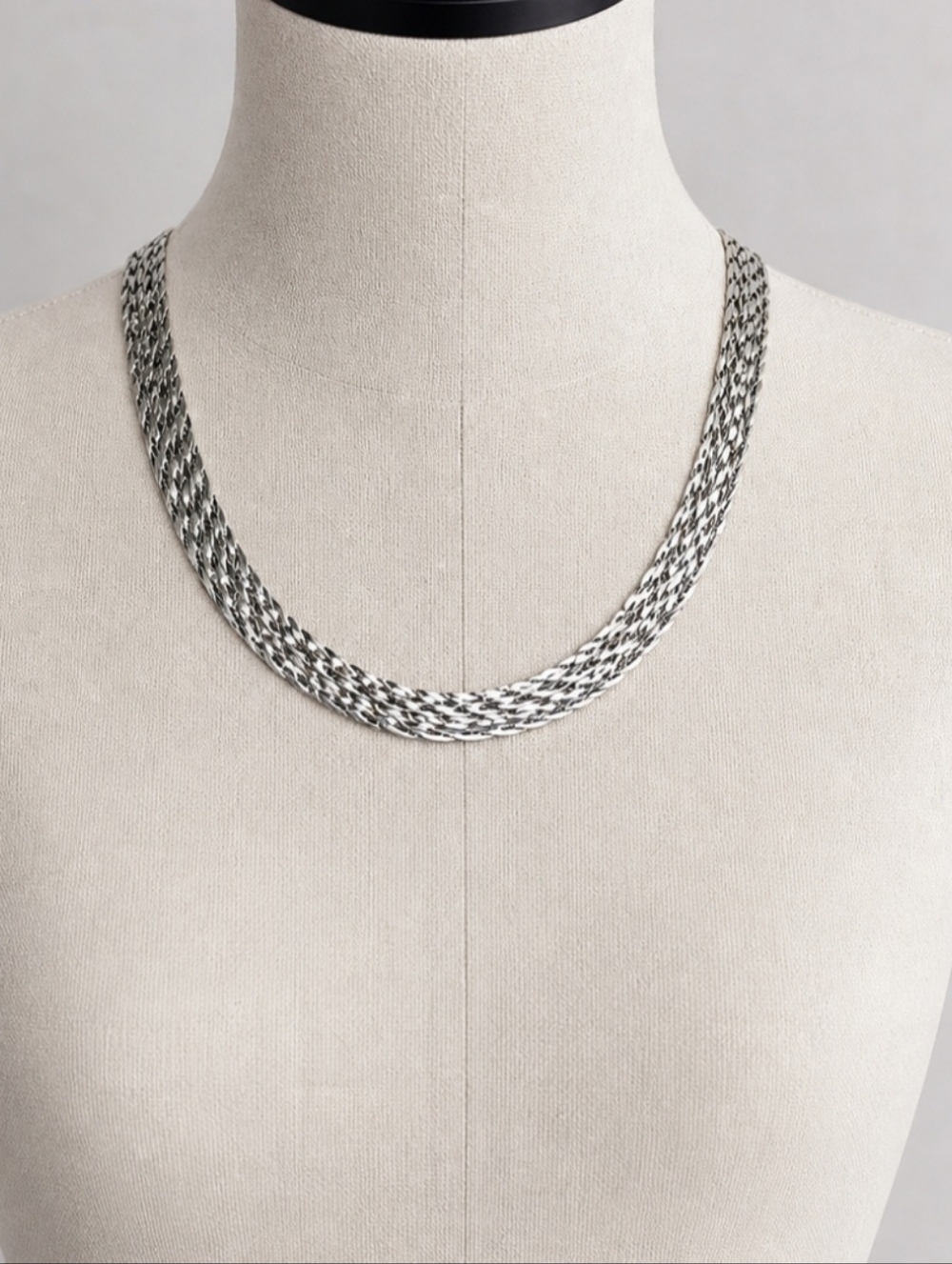 Vintage Italy 925 Sterling Silver Wide Braided Mesh Necklace Bracelet Set